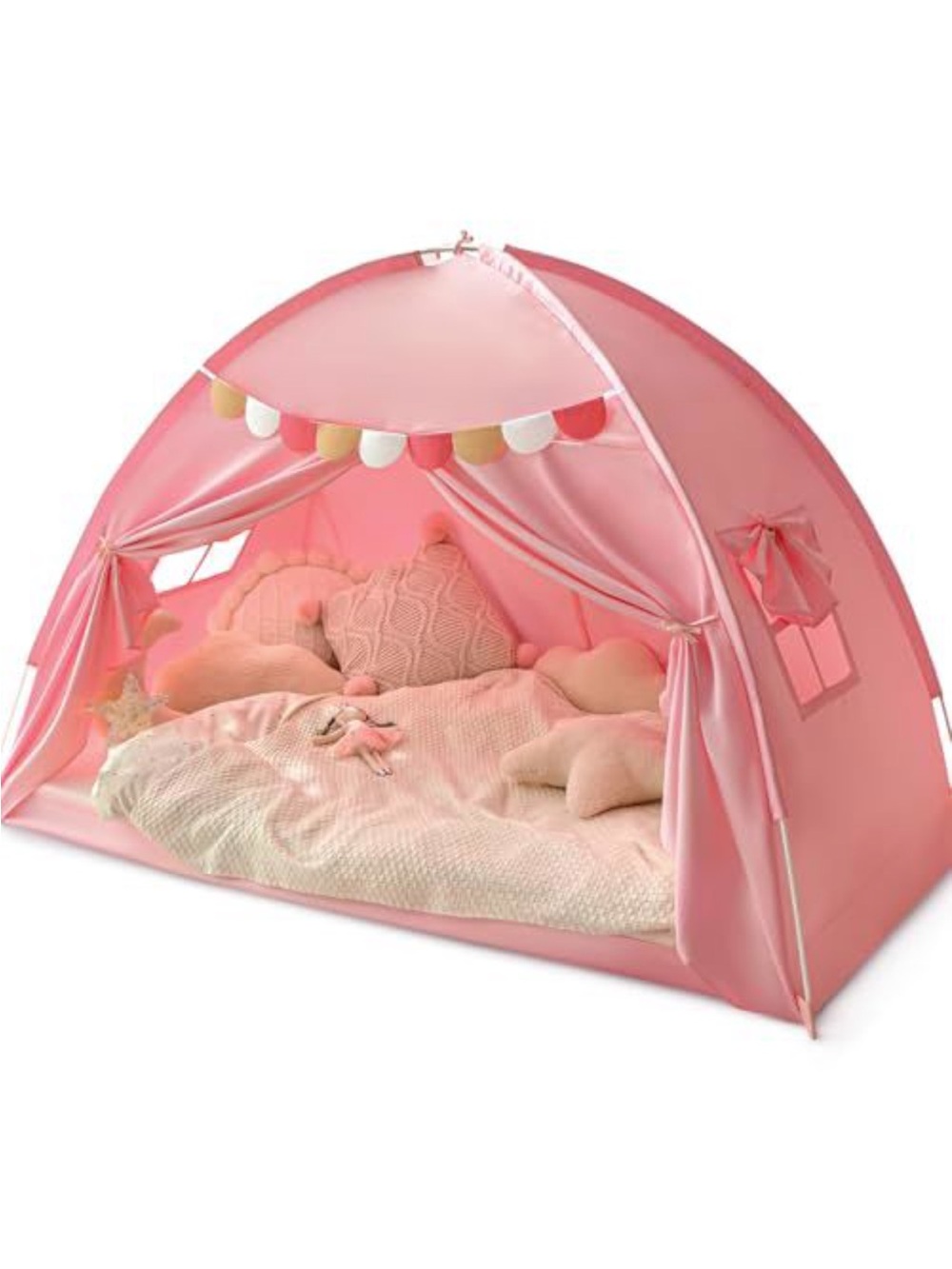 Pink Kids Play Tent Bed Canopy - Cozy Indoor Teepee